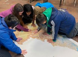 Studying the map.