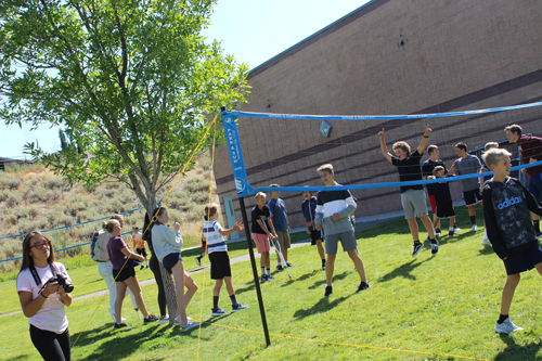 students playing volleyball 