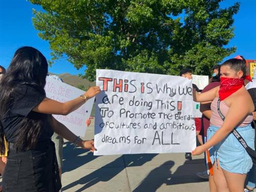 students at anti racism protest 